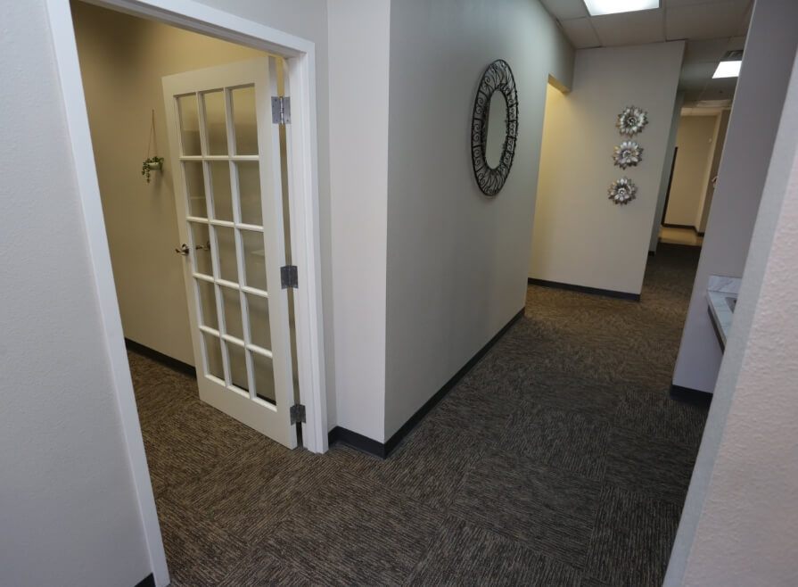 Hallway leading to dental treatment rooms